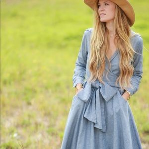 Chambray Shabby Apple Wrap Dress